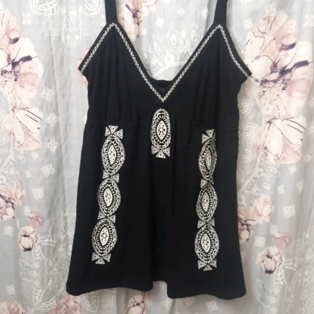 Cozy embroidered beaded tank